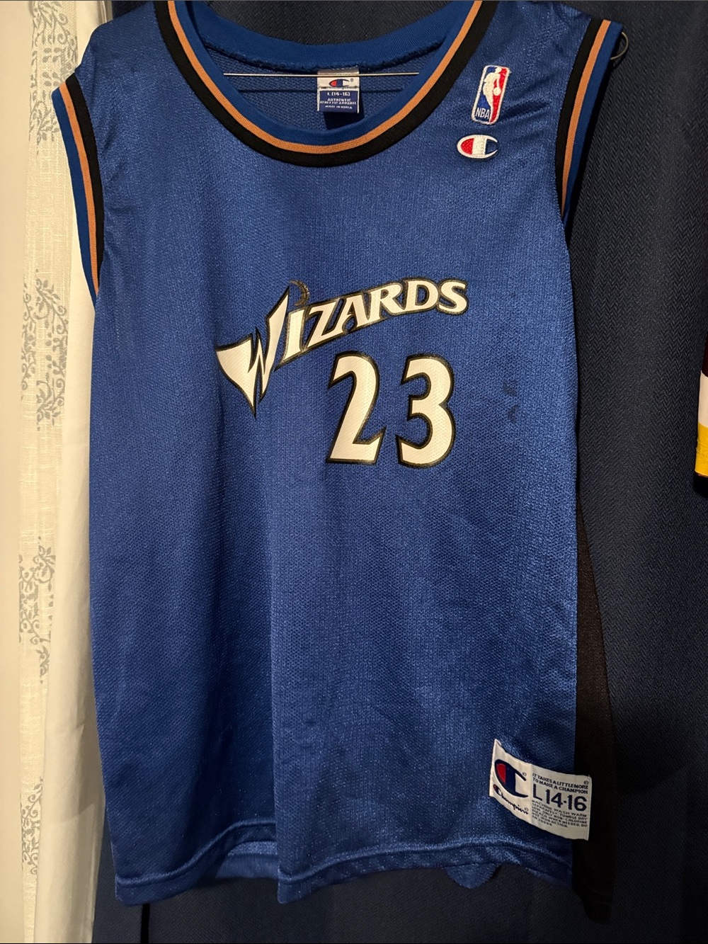 Champion Blue Washington Wizards #23 Jersey with White & Gold Trim